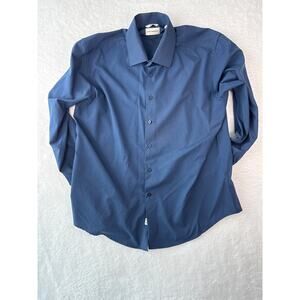 Lucky Brand Slim Fit Mens Button Shirt Size Large 16/16.5 32/33 4 Way Stretch